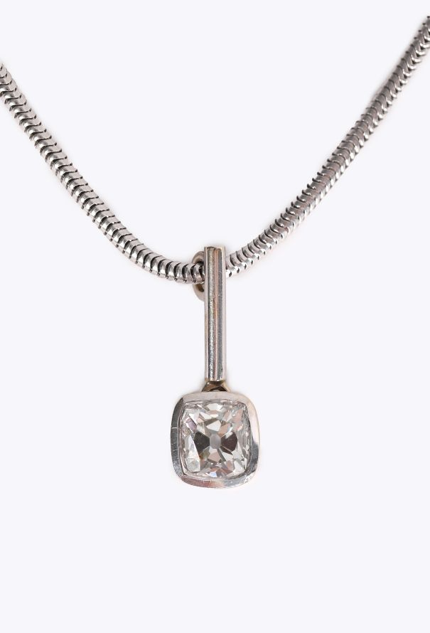 Vintage Fine Jewelry 18k White Gold & Diamond Pendant Necklace - 4