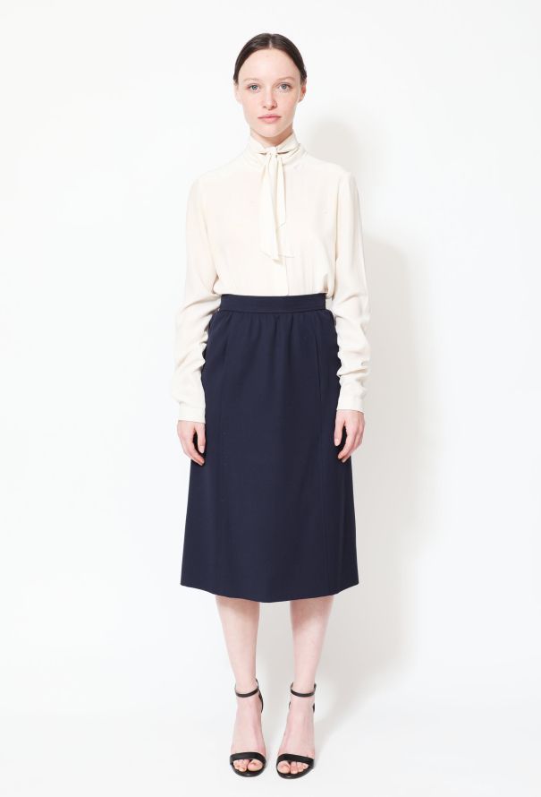 Saint Laurent 70s High-Waisted Twill Wrap Skirt - 1