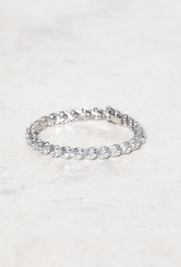 Vintage Fine Jewelry Antique 18k White Gold & Diamond Bracelet - 3