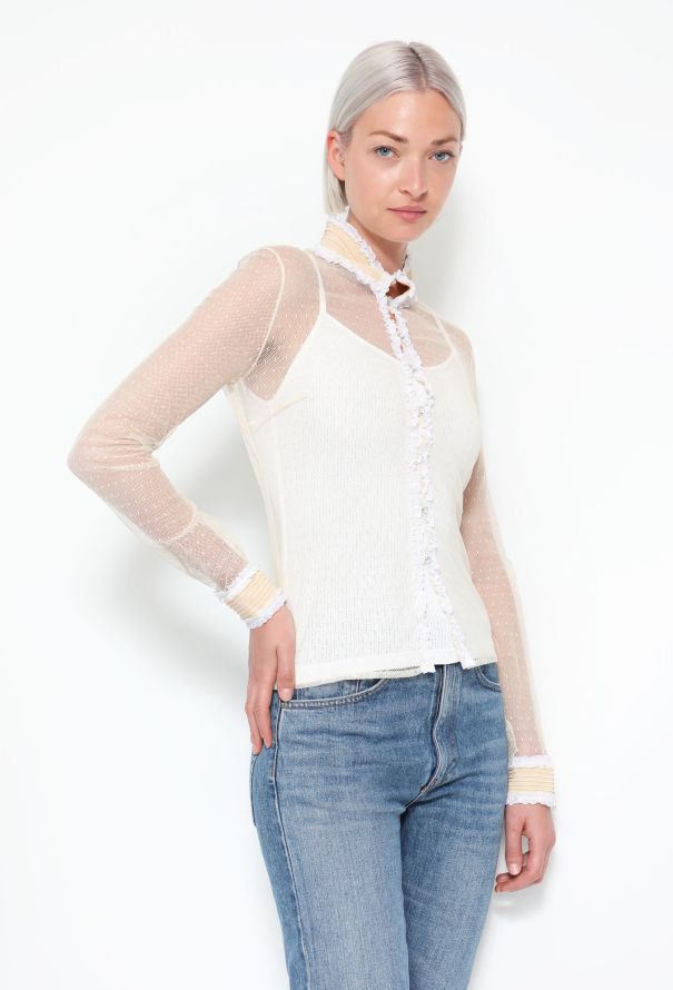 Gianni Versace Early 2000s Ruffled Lace Top - 3