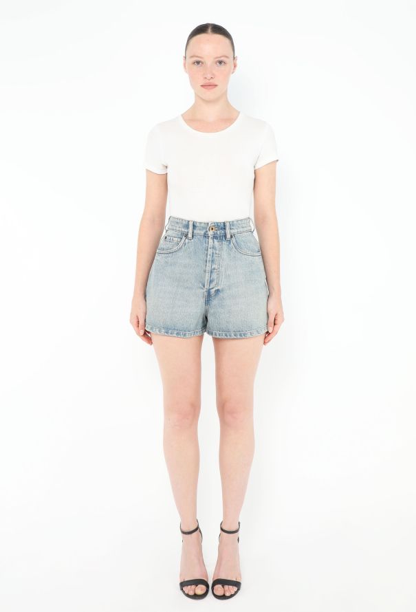 Miu Miu 2024 Washed Denim Logo Shorts - 4