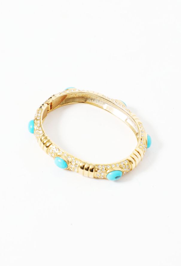 Kenneth Jay Lane Turquoise & Strass Cabochon Bracelet - 2