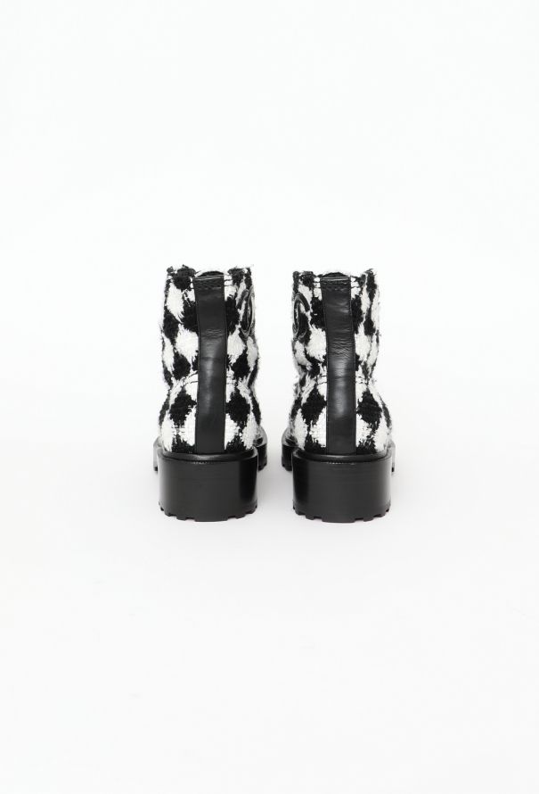 Chanel 2021 Grosgrain Tweed 'CC' Boots - 5