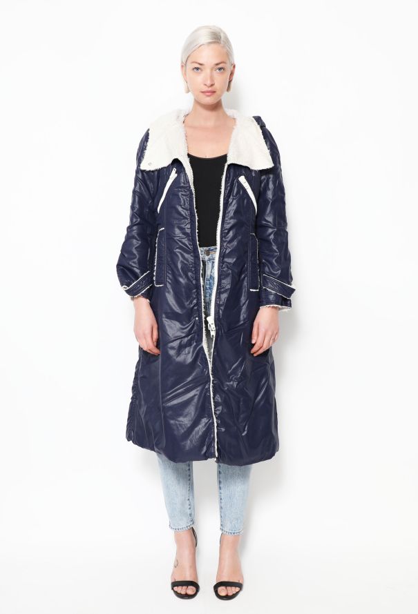 Courrèges 70s Shearling Lined Parka Coat - 2