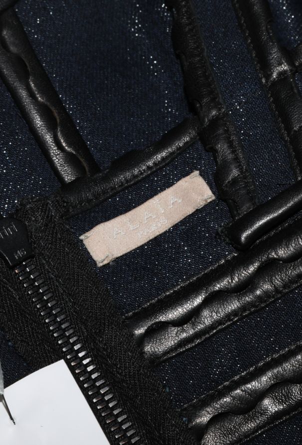 Alaïa Denim Leather Trim Bralette - 6