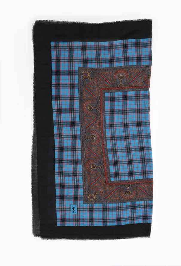 Saint Laurent '70s Paisley Checkered Scarf - 3