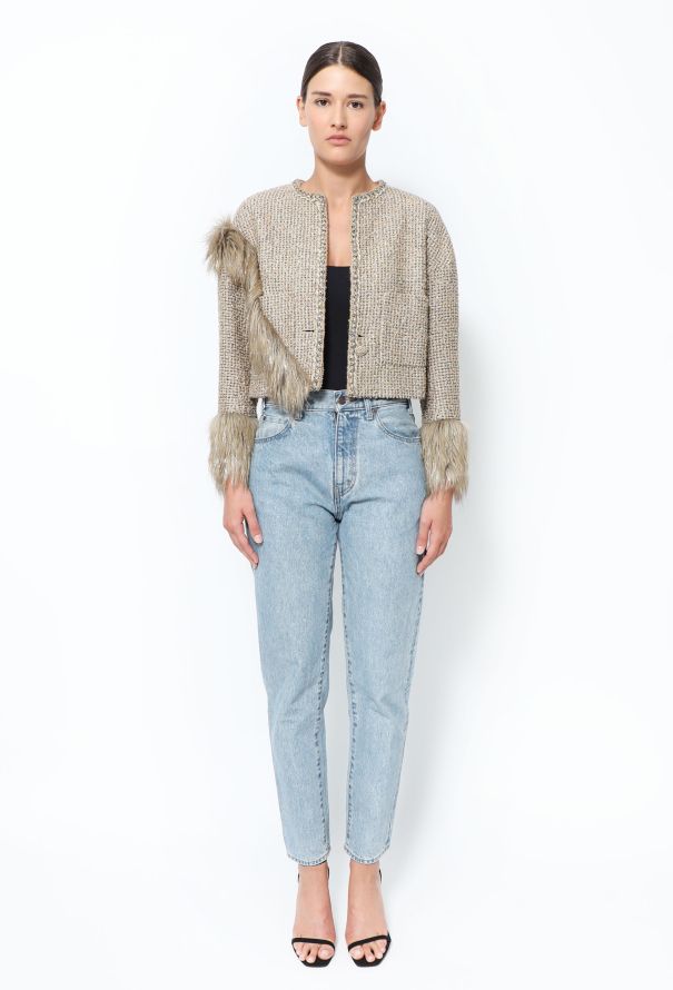 Chanel Pre-Fall 2021 Faux Fur Lamé Jacket - 4