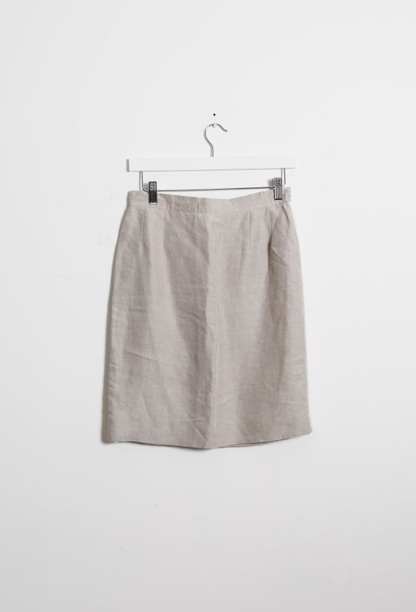 Chanel 80s Side Striped Linen Skirt - 6