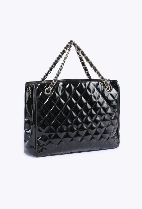Chanel Patent Leather Quilted Tote, 1980s - 2
