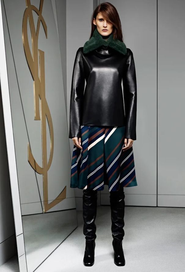 Saint Laurent Pre-Fall 2012 Striped Silk Skirt - 2