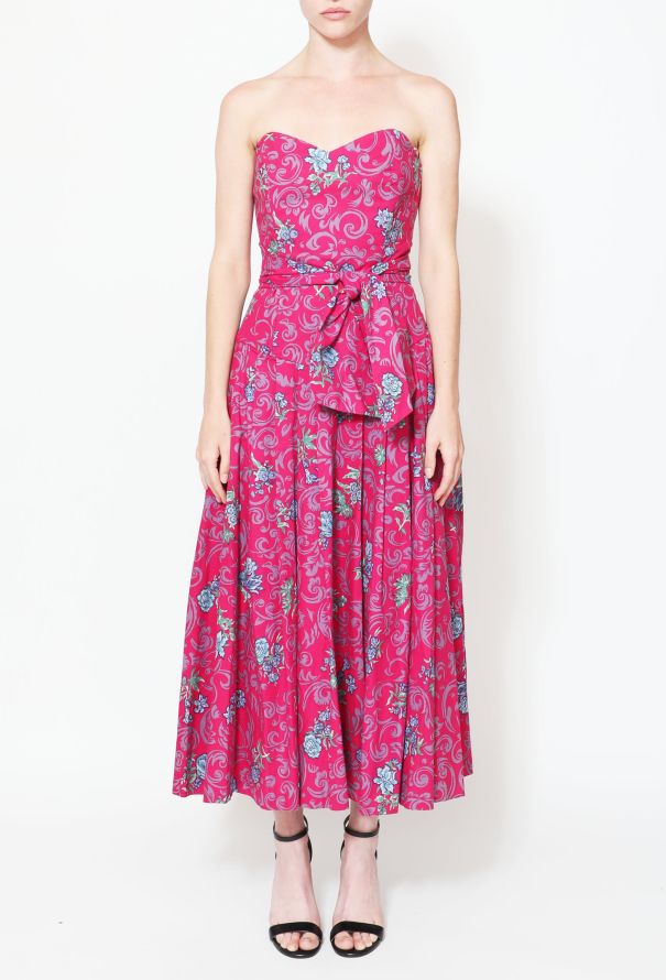 Laura Ashley '80s Floral Belted Cotton Bustier Dress - 3
