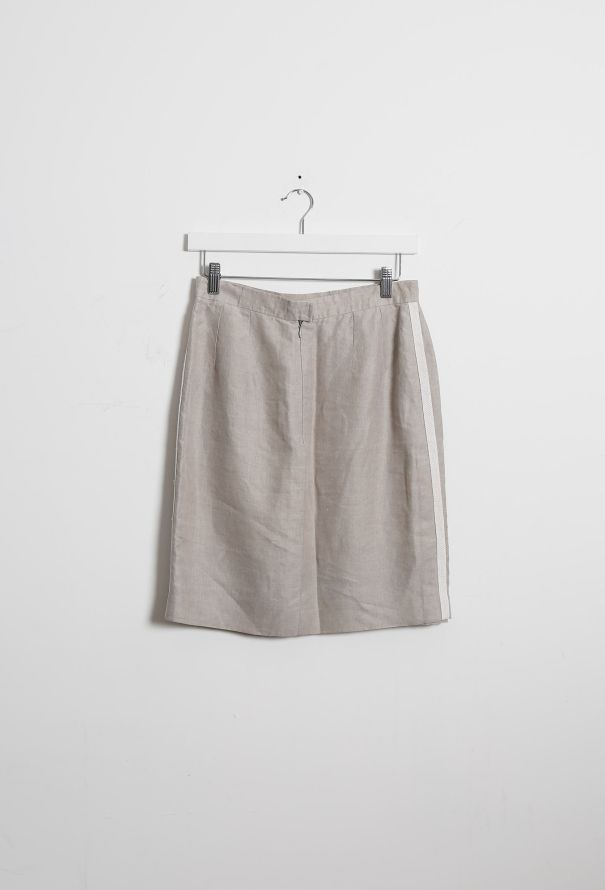 Chanel 80s Side Striped Linen Skirt - 5
