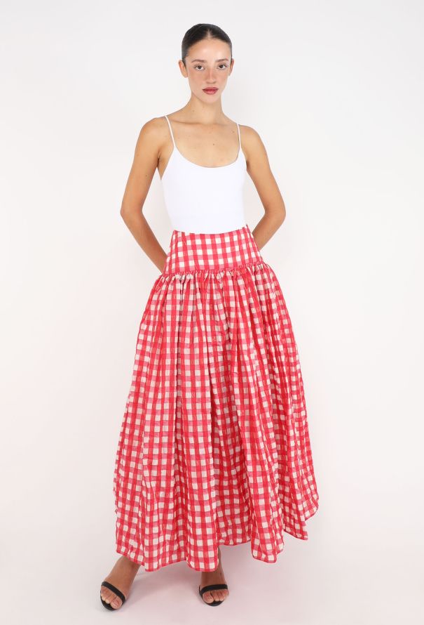 Alaïa Gingham Flared Maxi Skirt, 2023 - 1