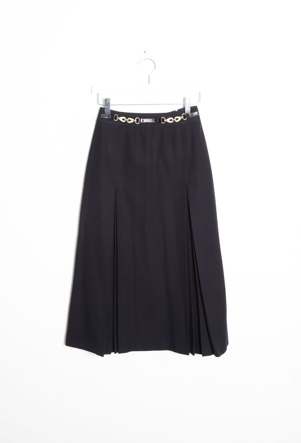 Céline Vintage Chainlink Twill Slit Skirt - 8