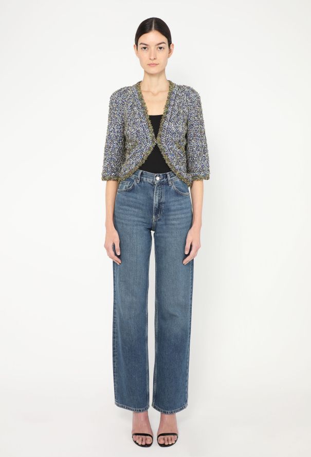 Chanel Frayed Lamé Tweed Bolero - 2
