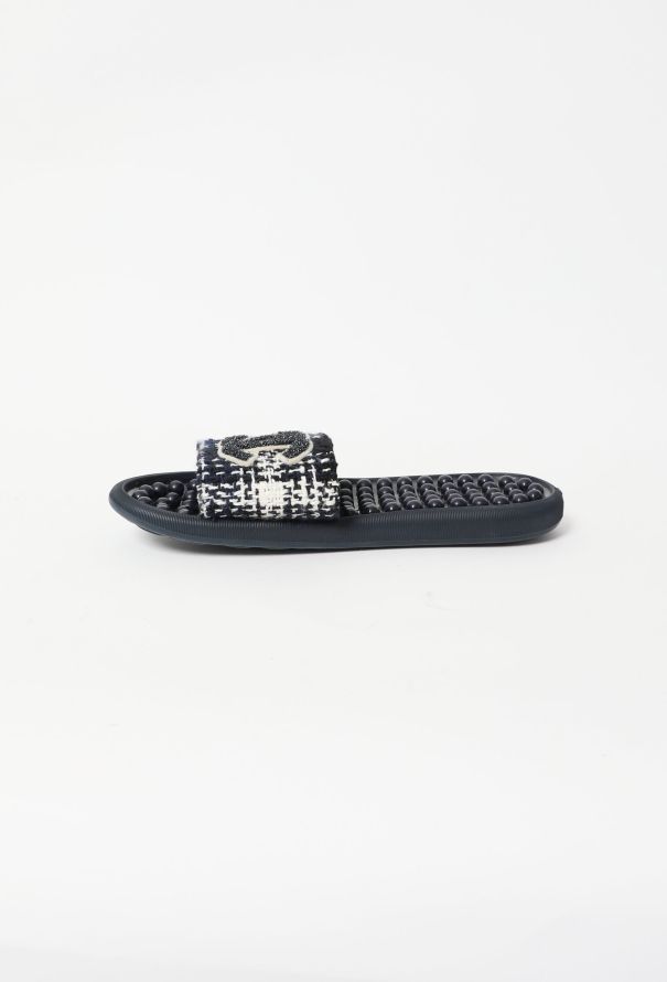 Chanel 2018 Tweed 'CC' Slides - 6