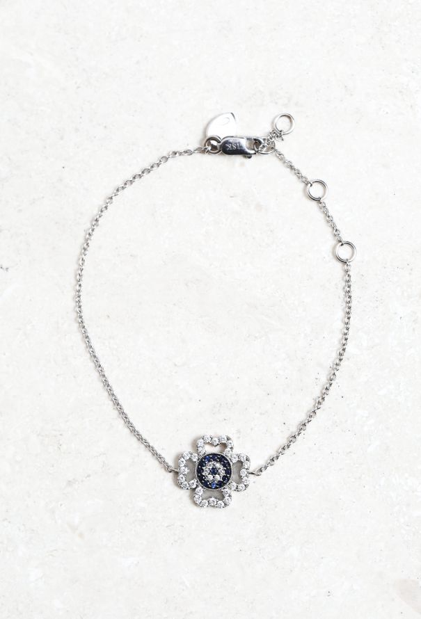 Vintage Fine Jewelry 18k Gold, Sapphire & Diamond Flower Bracelet - 1