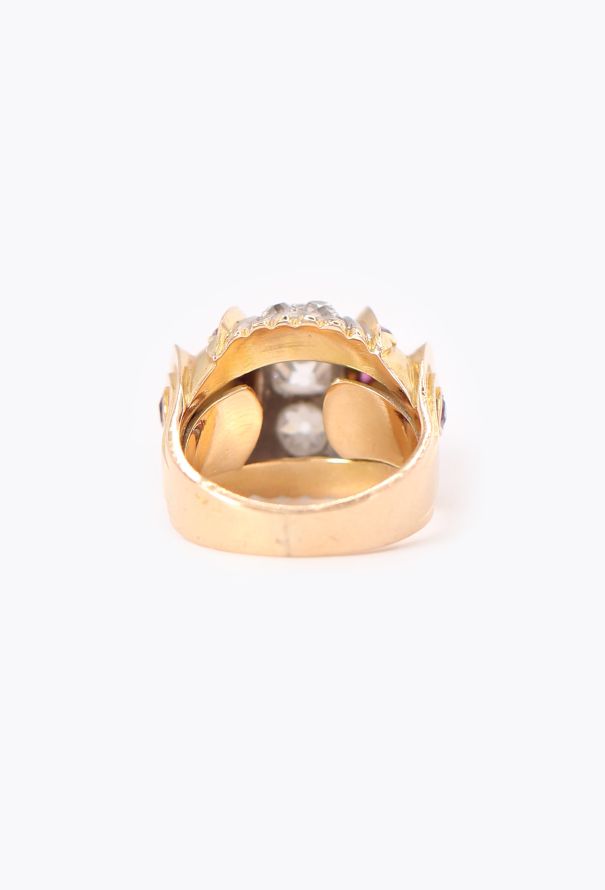 Vintage Fine Jewelry 18k Yellow Gold, Diamond & Ruby Ring - 5