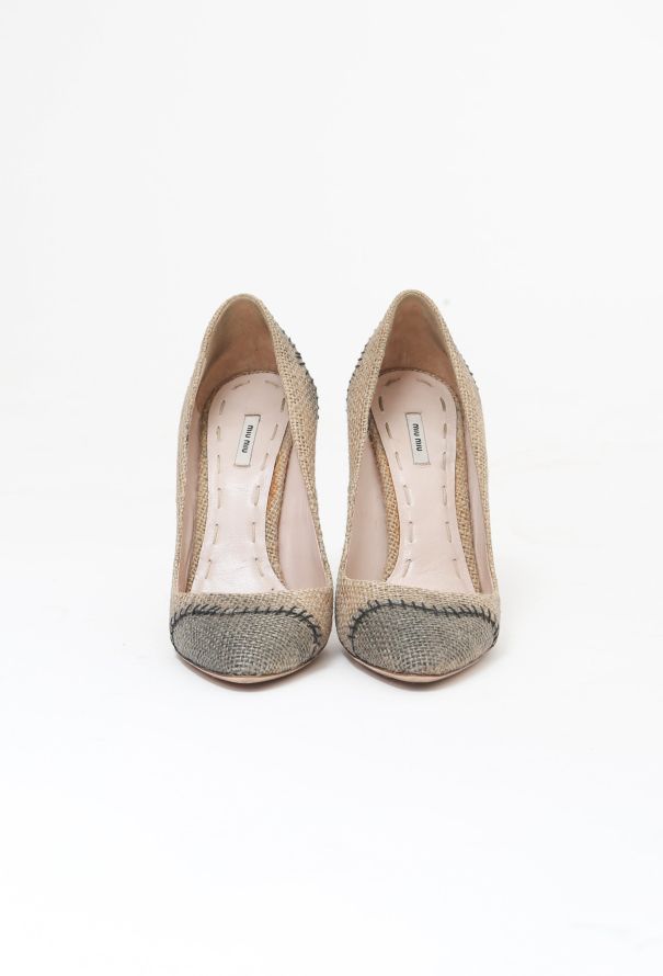 Miu Miu S/S 2009 Stitched Raffia Pumps - 3