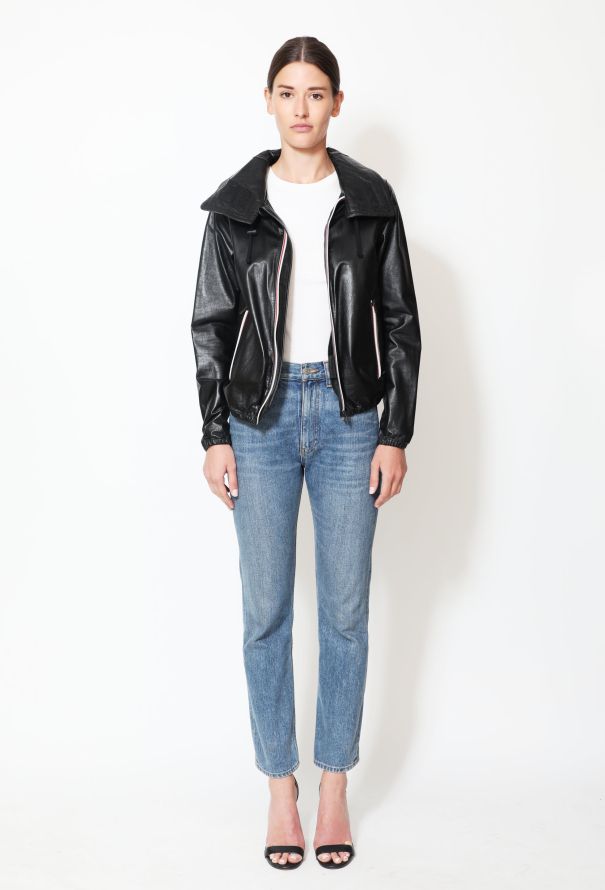 Céline Leather Hooded Zip Jacket - 2