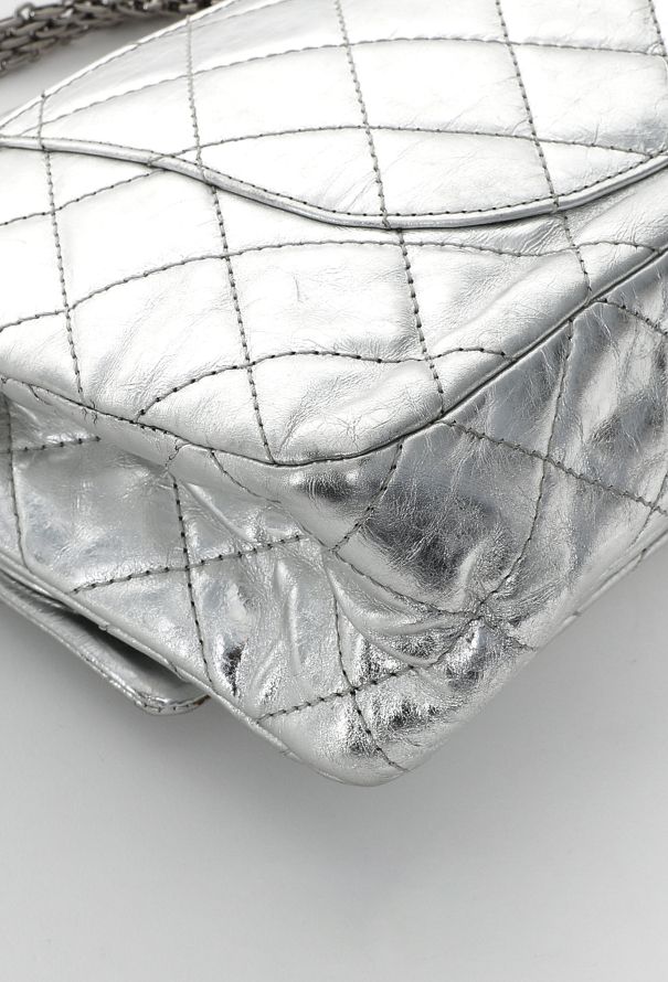 Chanel Silver Metallic 2.55 Maxi Flap Bag - 11