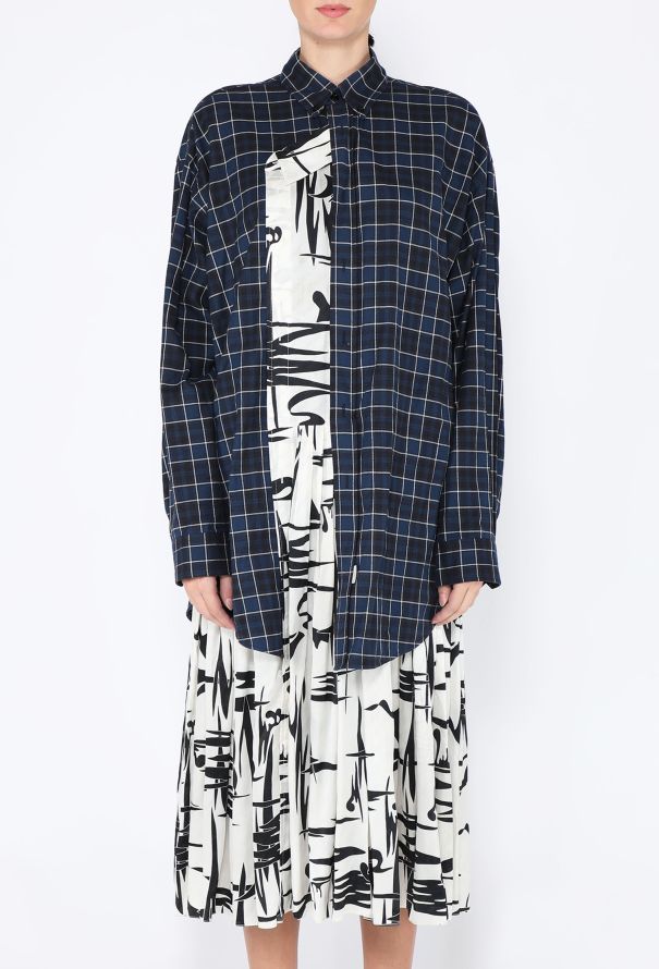 Balenciaga Flannel Combo Shirt Dress, Pre-Fall 2018 - 4