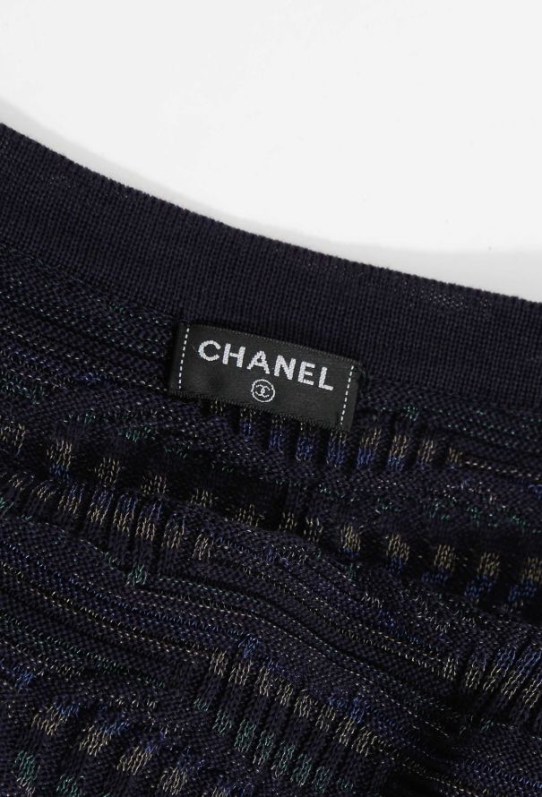 Chanel Navy Graphic Knit Dress - 6
