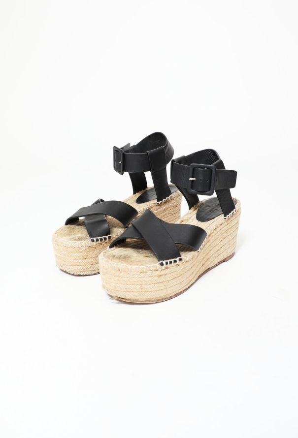 Céline Leather Strap Espadrille Platforms - 2