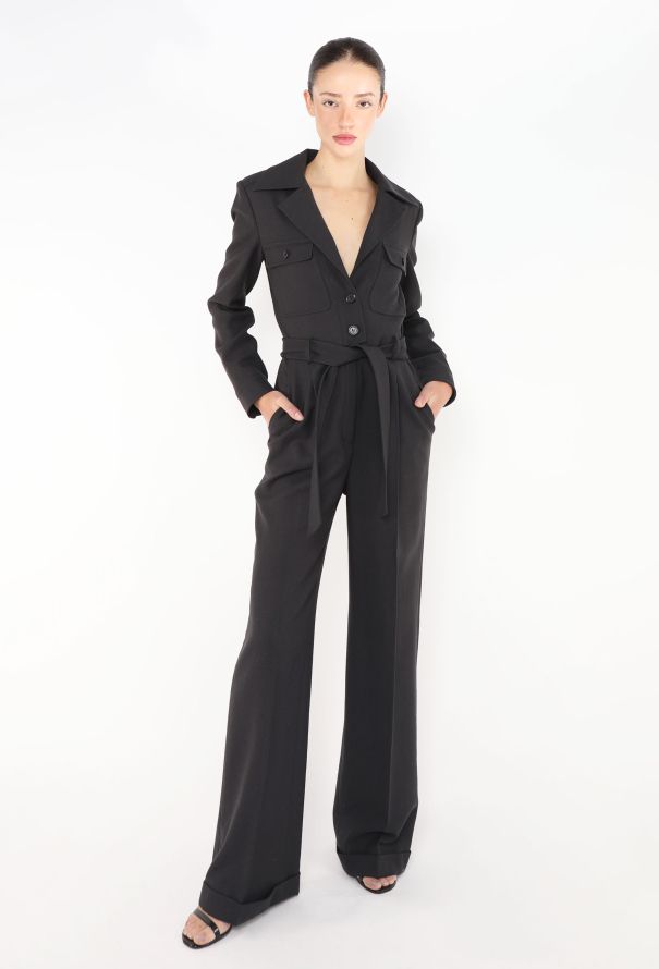 Saint Laurent S/S 2021 Belted Twill Jumpsuit - 3