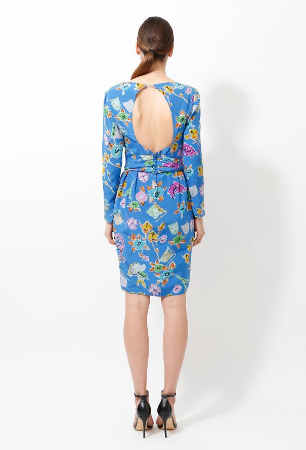 Lanvin 70s Open Back Floral Silk Dress - 4