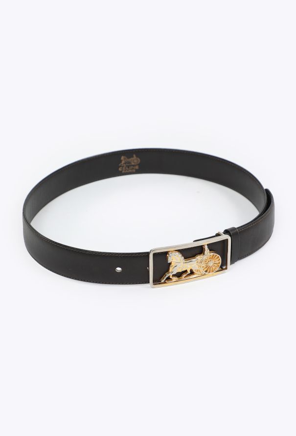 Céline Vintage Calèche Black Leather Belt - 2