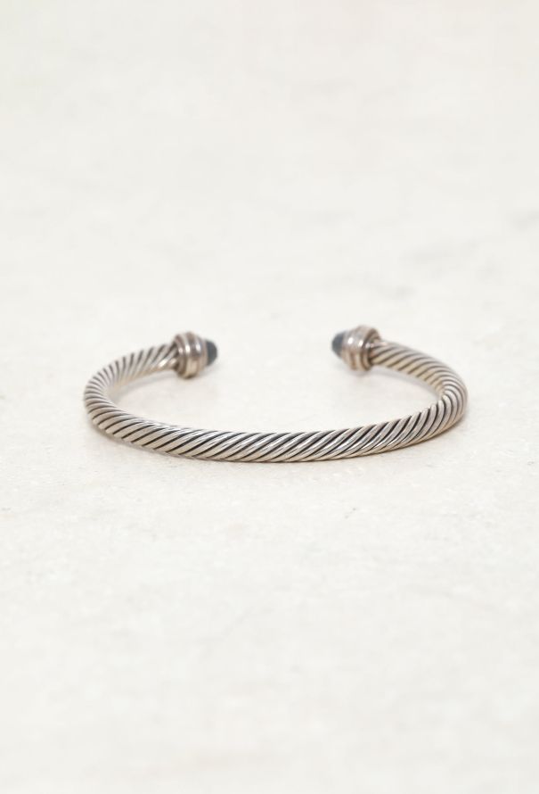 David Yurman Sterling Silver, Diamond & Onyx Classic Cable Bracelet - 8