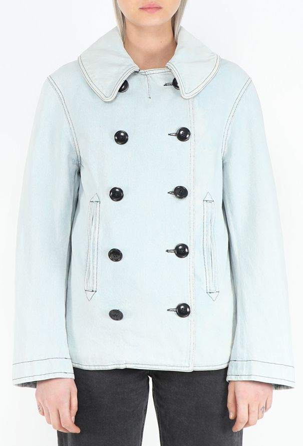 Balenciaga Washed Denim Peacoat - 3