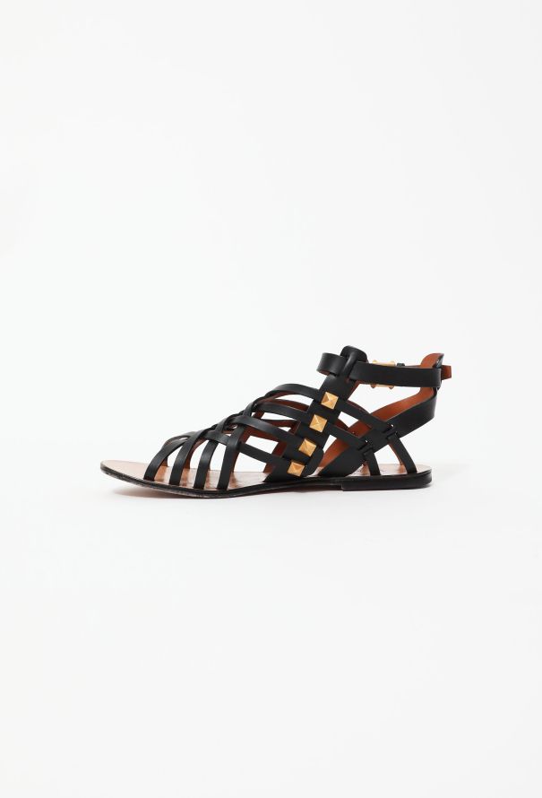 Valentino Studded Leather Gladiator Sandals - 5