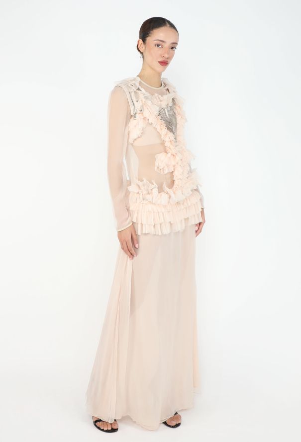 Givenchy S/S 2011 Ruffled Zipper Chiffon Gown - 6