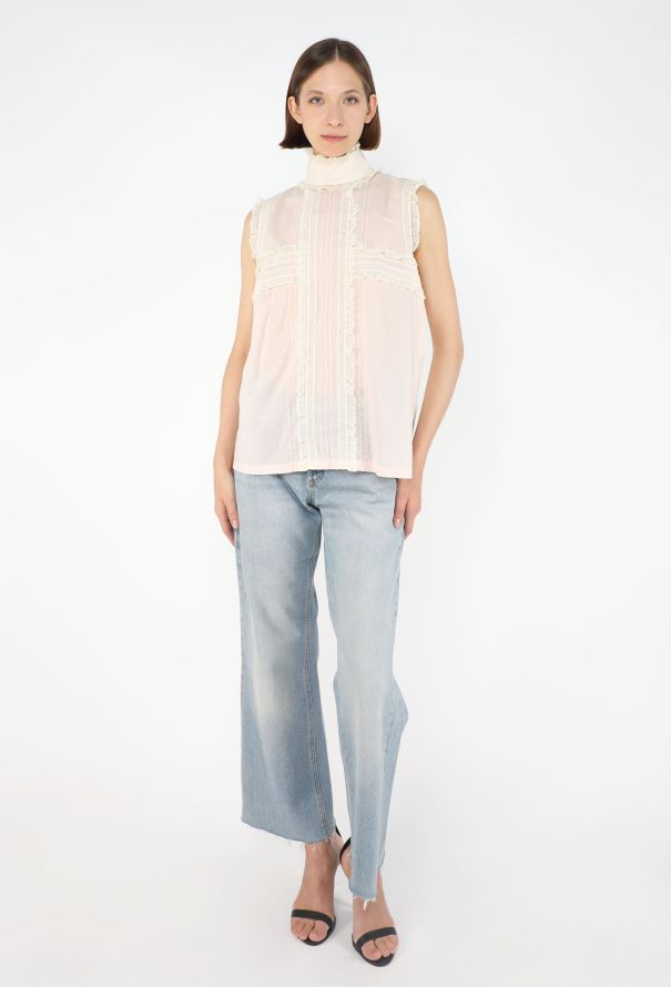 Chanel Lace Trim Cotton Blouse - 3
