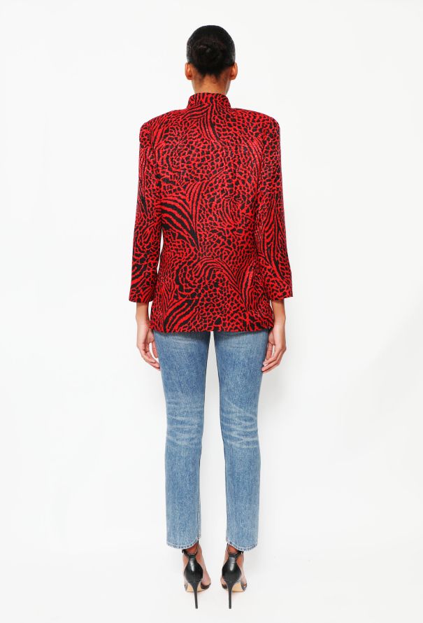 Saint Laurent 1996 Leopard Print Silk Blouse - 4