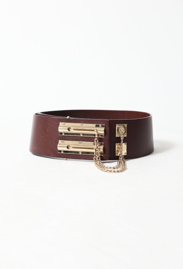 Chanel S/S 2002 Leather Chainlink Bolt Belt - 1