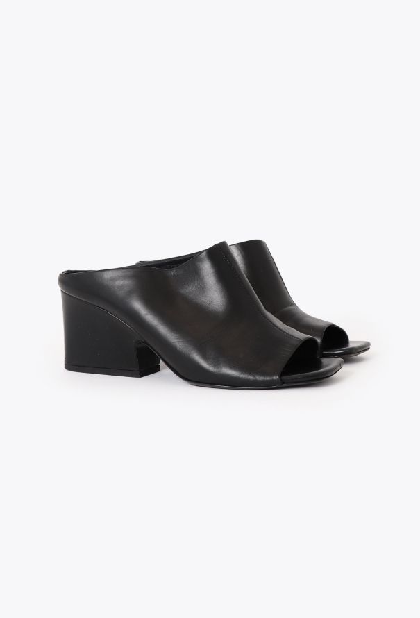 Céline Sculpted Heel Leather Mules - 3