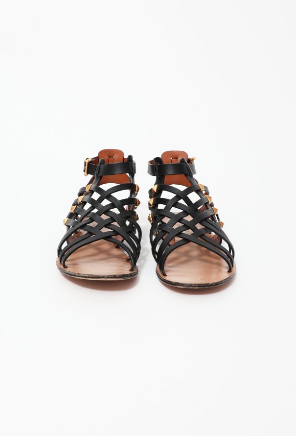 Valentino Studded Leather Gladiator Sandals - 3