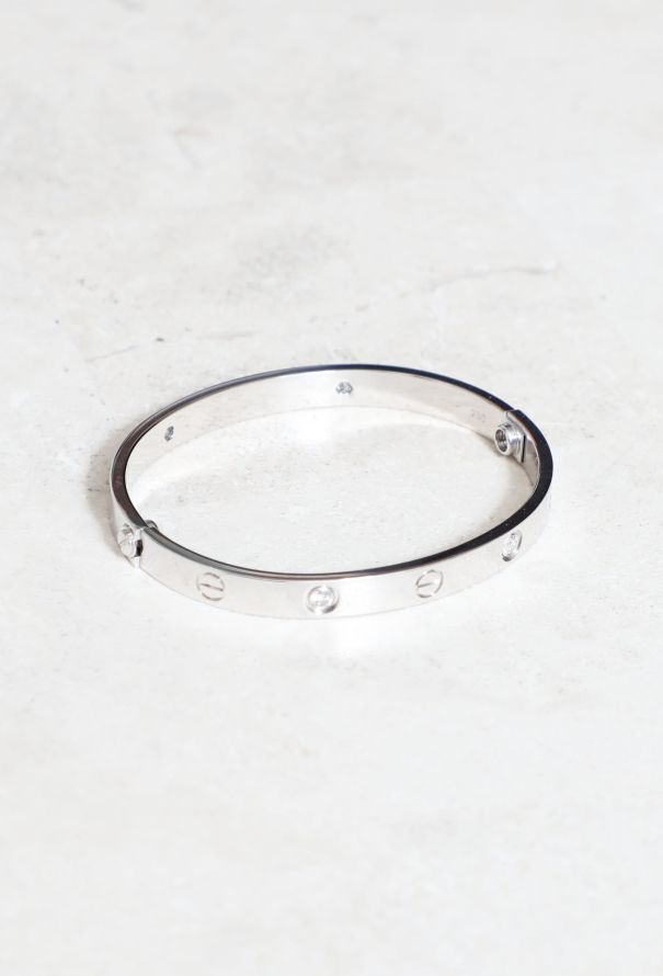 Cartier 18k White Gold Diamond Love Bracelet - 4