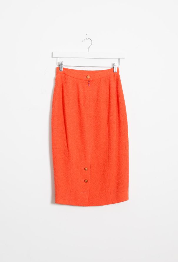Chanel 80s Coral Pencil Skirt - 7