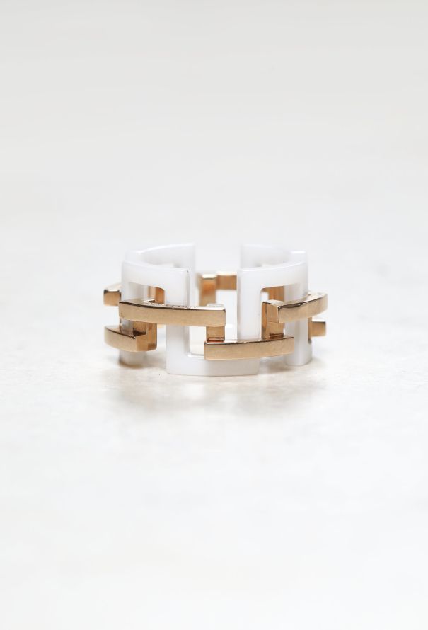 Mellerio 18k Rose Gold Ceramic Graphic Ring - 3