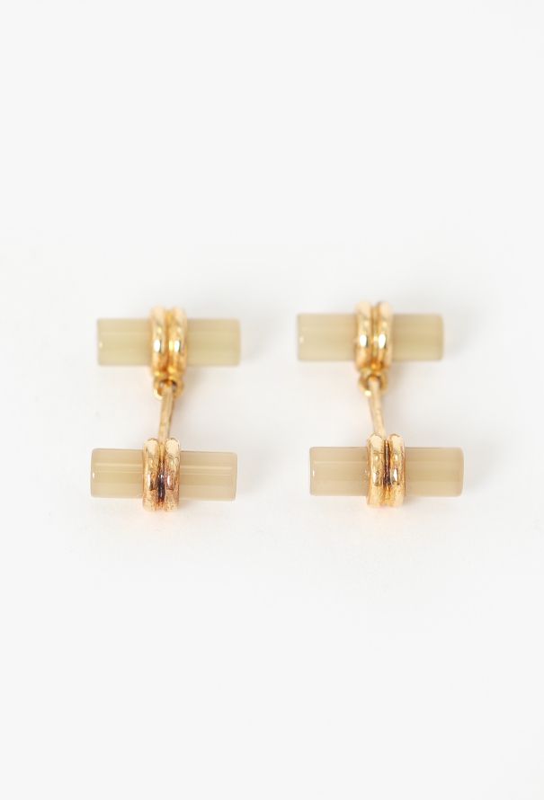Vintage Fine Jewelry Poiray 18K Gold & Chalcedony Cufflinks - 5