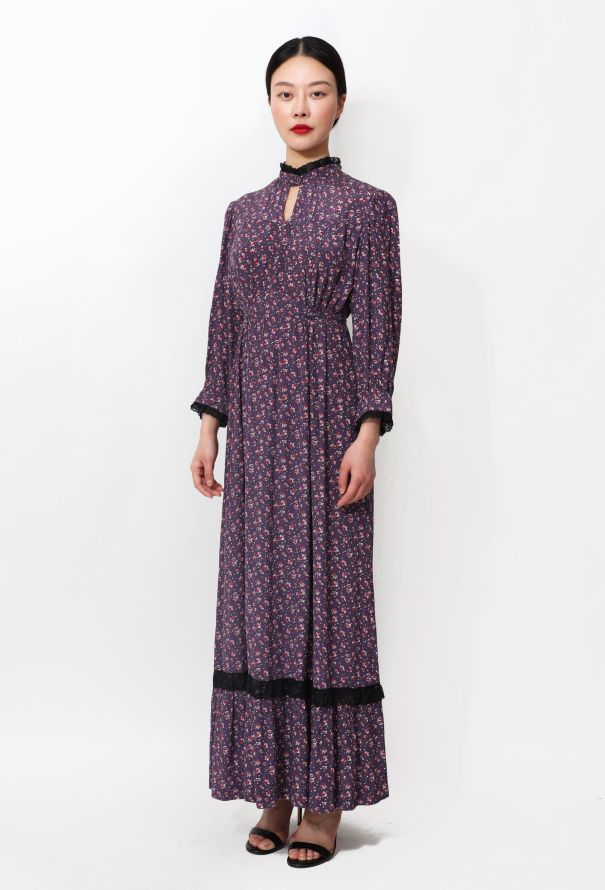 70s Floral Prairie Dress - 4