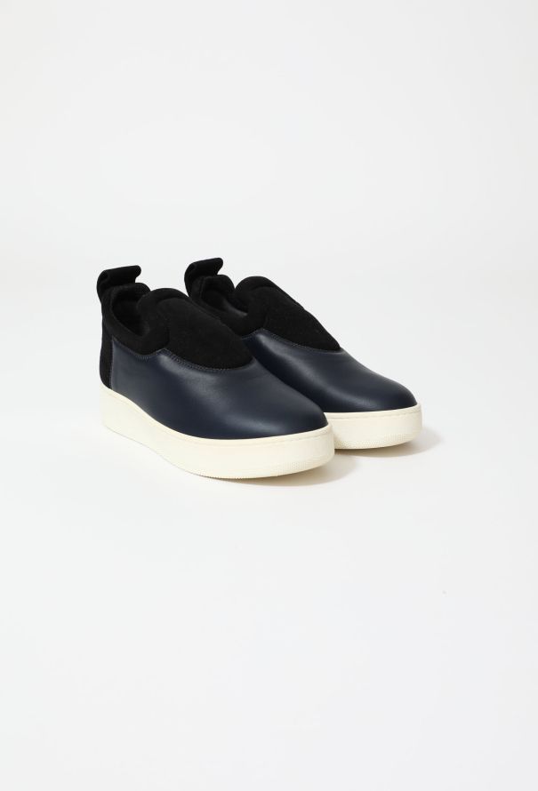 Céline Leather Suede Platform Slip-on Sneakers - 2