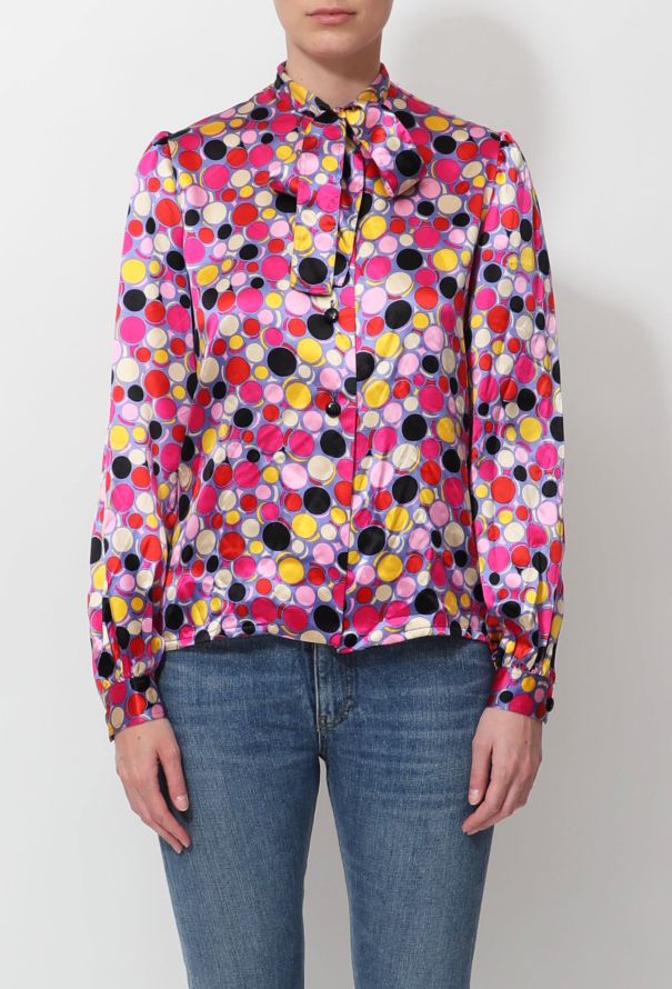 Givenchy 80s Graphic Lavallière Silk Blouse - 2
