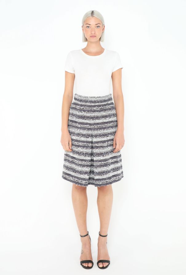 Chanel Striped Tweed Skirt Ensemble - 4