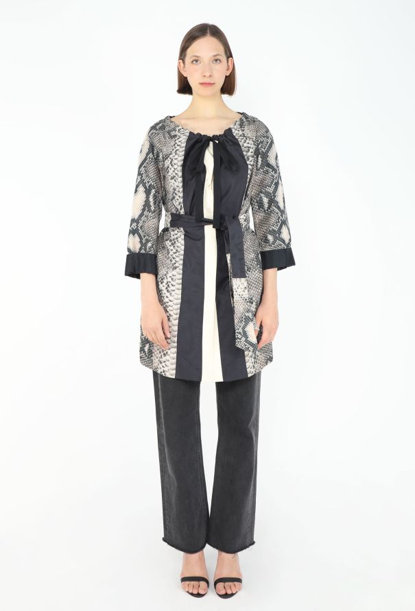 Prada 2009 Snake Print Belted Silk Jacket - 4