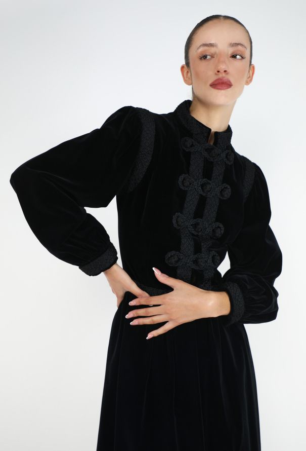 Saint Laurent COLLECTOR Fall 1974 Velvet Passementerie Coat - 3